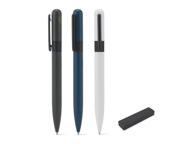 DANTAS. Esferográfica em metal 60% reciclado com design arredondado e escrita em preto