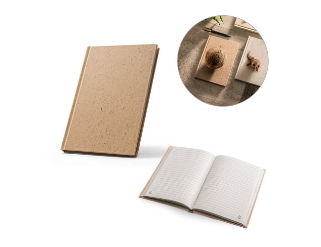COCOPAD. Caderno A5 em casca de coco e trapos de algodo