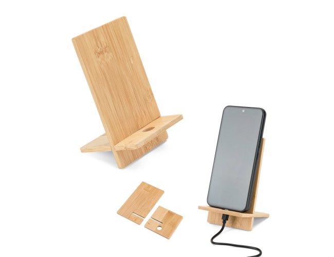 GALEN. Suporte para celular em bambu, desmontvel em duas partes