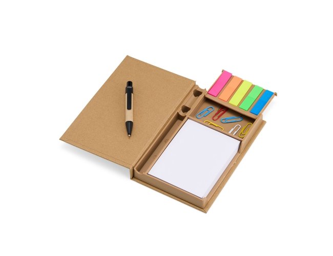 Bloco de Anotações com Autoadesivos e Caneta